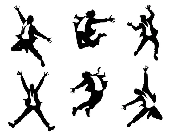 跳跃中男子剪影的矢量图解 — 图库矢量图片