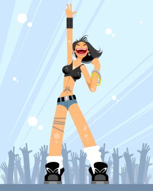 Bir fan bir rock konserinde vektör çizim