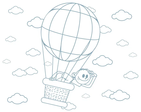 Vector Afbeelding Van Een Jongen Een Grote Ballon — Stockvector