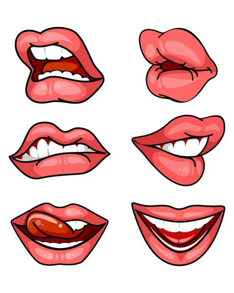 Beyaz arka plan dudaklarından kümesi vektör çizim