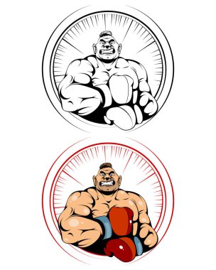 Bir boksör portresi vektör çizim