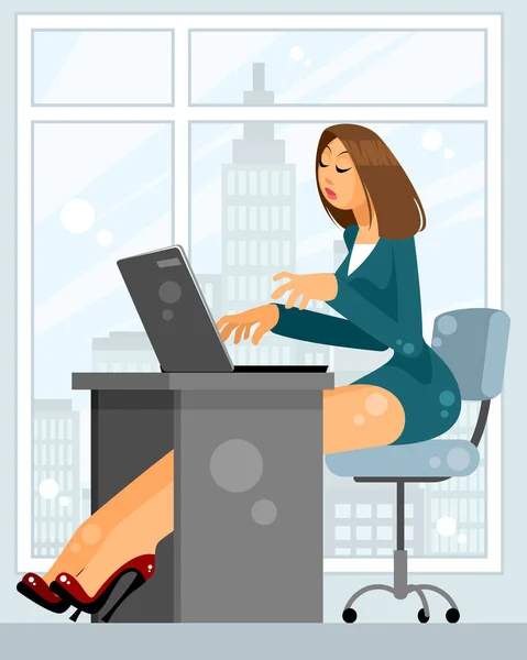 Ilustração Vetorial Uma Mulher Trabalho —  Vetores de Stock