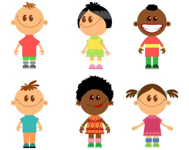 Çocuk farklı milletlerden vektör çizim