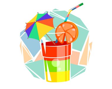 Bir cam bir kokteyl ile vektör çizim