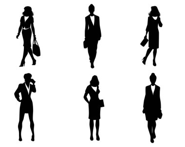Zarif kadın siluetleri vektör çizim ayarla