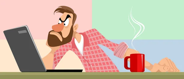 Dizüstü bilgisayarda çalışan bir adamın vektör çizimi