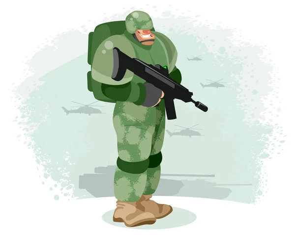 Διανυσματική Απεικόνιση Στρατιώτη Όπλο — Διανυσματικό Αρχείο