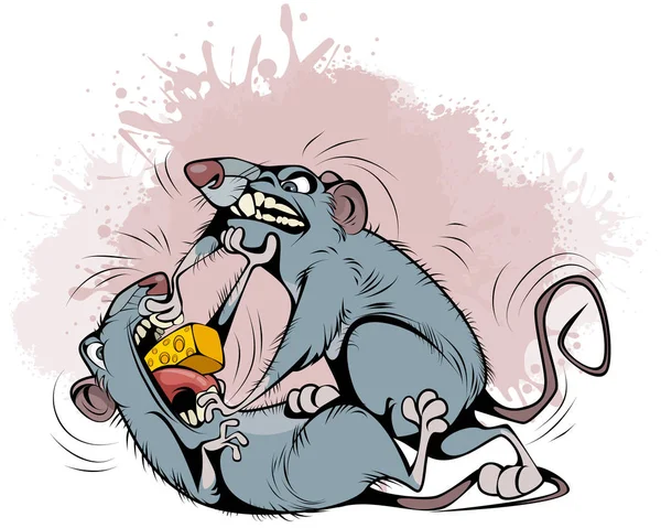 Vector Illustration Rats Fighting Prey — Stock Vector