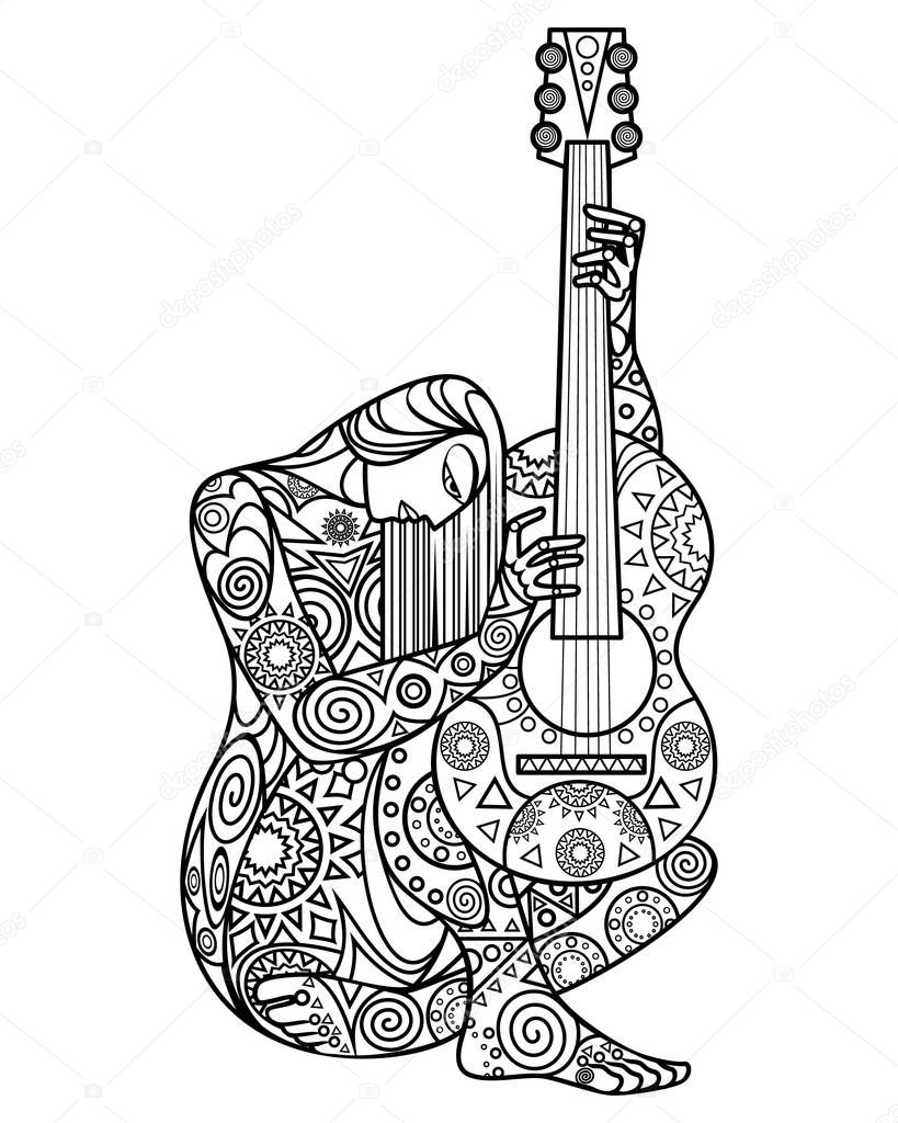 Vector illustration of a girl with a guitar