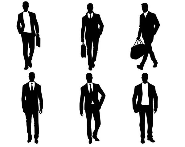 Vector Illustration Men Silhouettes White Background — Stock Vector