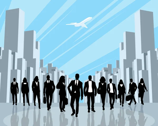 Vector illustration of business people in the city