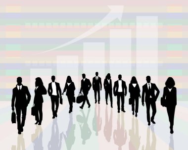 Başarılı insanların siluetleri vektör çizim