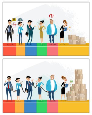 Üretken ve verimsiz çalışma vektör çizim