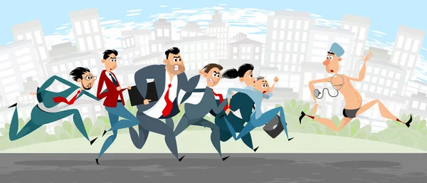 Vector Illustration Lawyers Chasing Doctor — Stock Vector