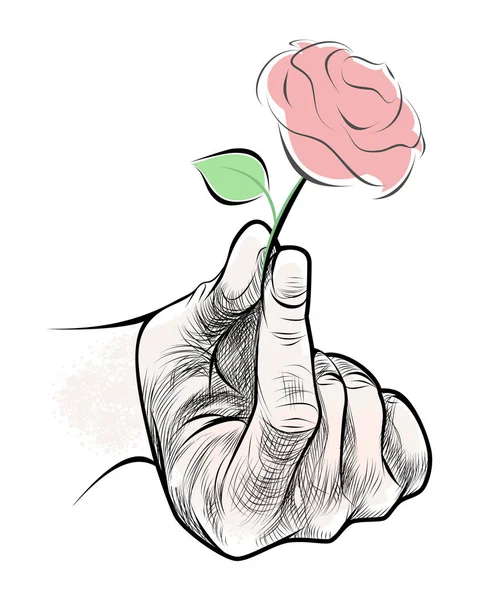 Rosa Blume in der Hand — Stockvektor