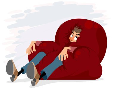 Man on too soft chair clipart