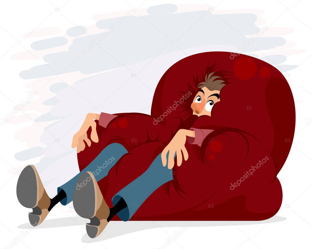 Man on too soft chair