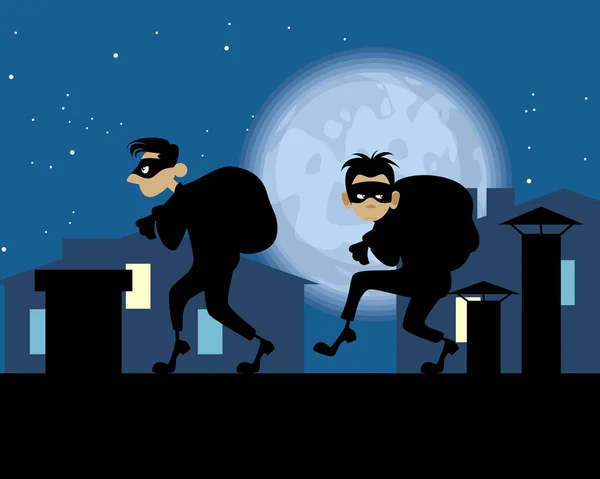 Çatıda gece hırsızları — Stok Vektör