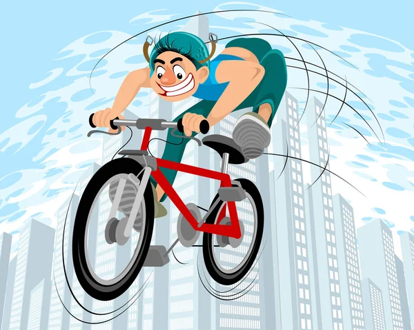 Cyklista ve skoku — Stockový vektor