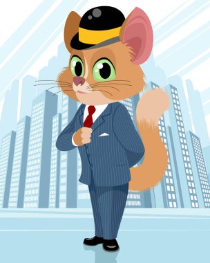 Kedi ile bir takım elbise