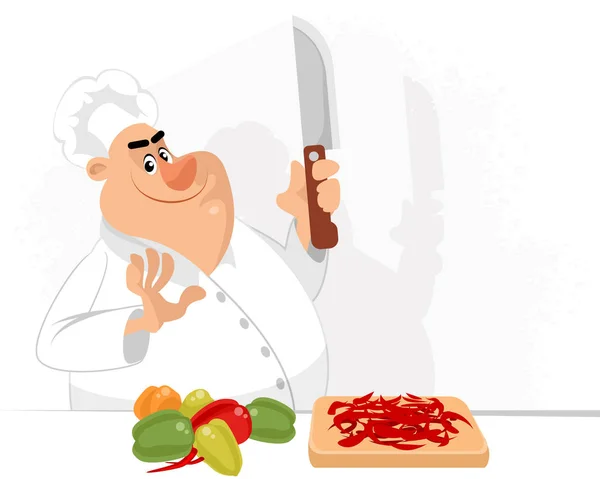 Chef pimientos cortantes — Archivo Imágenes Vectoriales