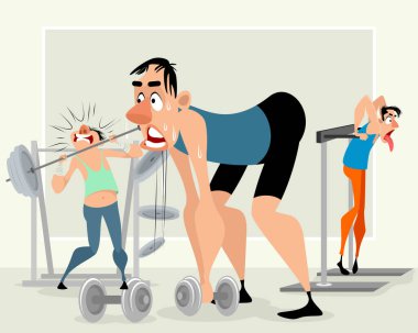 Spor salonundaki acemilerin vektör illüstrasyonu