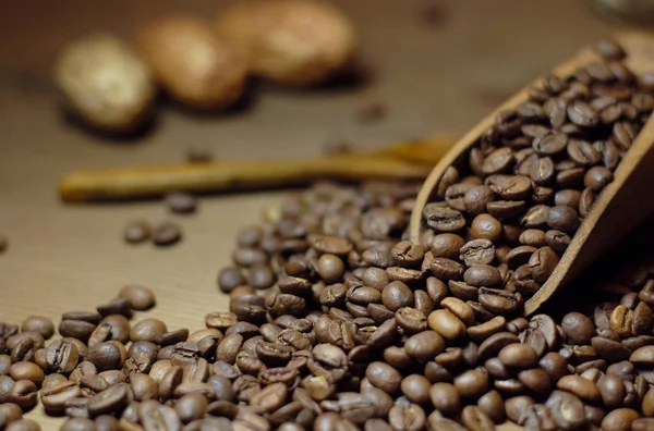 Coffee Beans Wooden Background — Stock Photo, Image