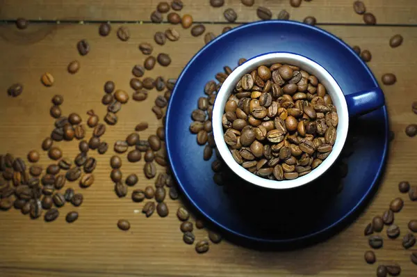 Coffee Beans Wooden Background — Stock Photo, Image