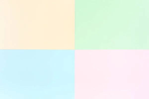 Tło pastelowe kolory: różowy, żółty, niebieski, zielony. Papiery geometryczne. Minimalna koncepcja. Płaskie położenie, widok z góry. — Zdjęcie stockowe