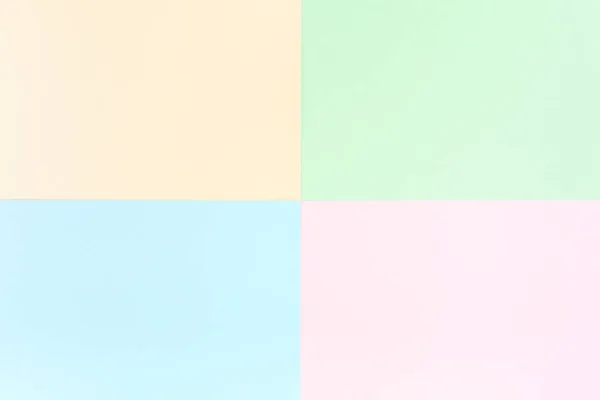 Couleurs pastel arrière-plan : rose, jaune, bleu, vert. Papiers géométriques. Concept minimal. Plat, Vue sur le dessus. — Photo