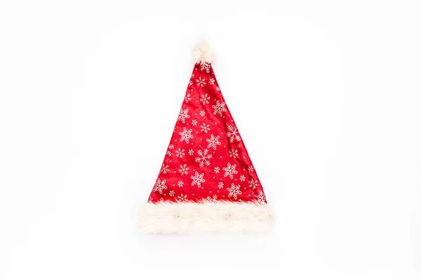 Kerstman hoed. Vlakke lay, bovenaanzicht Kerstconcept. — Stockfoto