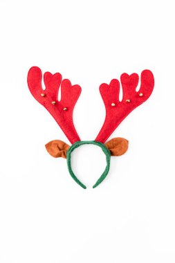 Noel geyiği şapkası. Düz yatış, üst görünüm Noel konsepti.