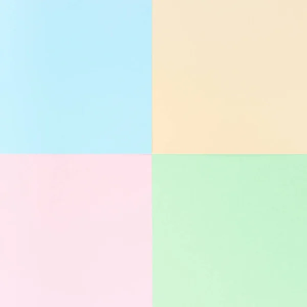 Bakgrund pastell färger: rosa, gul, blå, grön. Geometriska mönsterpapper. Minimalt koncept. Platt låg, ovanifrån. — Stockfoto