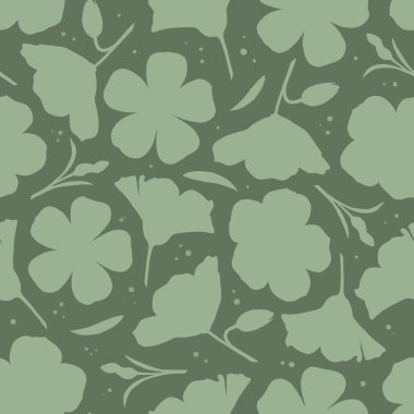 Abstract floral pattern in silhouette style. Suitable for textile, wallpaper, packaging or stationery.