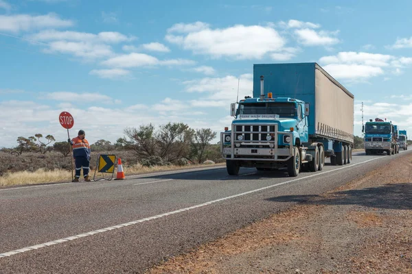 Port Augusta Australia Julio 2020 Australian Road Train Trucks Stuart — Foto de Stock