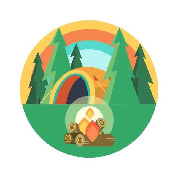 Camping Emblema Vectorială Sărbătorile Vară Într Cort Despre Natură — Vector de stoc