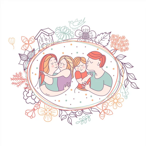 Familia Feliz Ilustración Vectorial Para Día Internacional Familia Padres Felices — Vector de stock