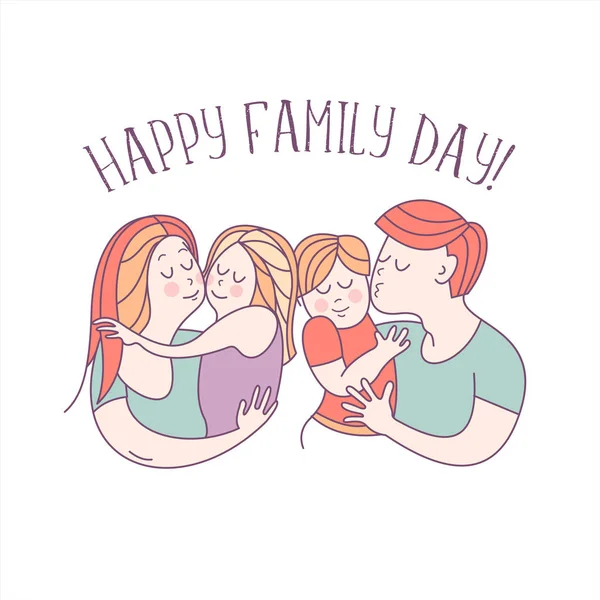 Happy family. Vector illustration for the international family day. Happy parents and their children.