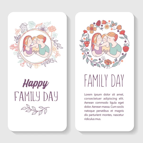Familia Feliz Ilustración Vectorial Para Día Internacional Familia Padres Felices — Vector de stock