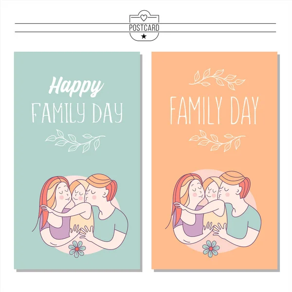 幸福的家庭 国际家庭日的矢量插图 快乐的父母和他们的孩子 — 图库矢量图片