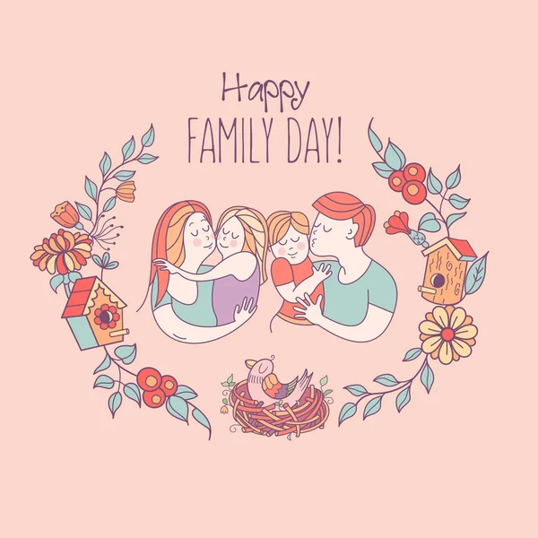 Familia Feliz Ilustración Vectorial Para Día Internacional Familia Padres Felices — Vector de stock