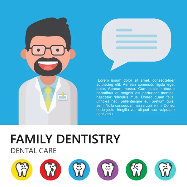 Cuidado Dental Ilustración Vectorial Con Lugar Para Texto Diseñar Folletos — Archivo Imágenes Vectoriales