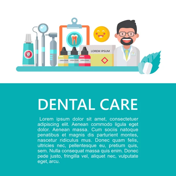 Cuidado Dental Ilustración Vectorial Con Lugar Para Texto Para Diseño — Vector de stock