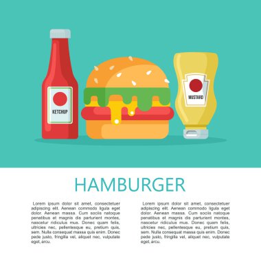 Hamburger. Lezzetli lokanta. Vektör çizim.