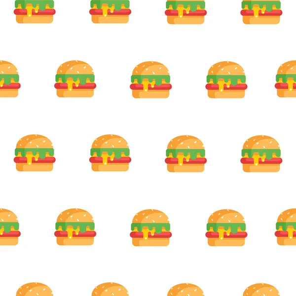 Hamburger Pyszne Jedzenie Fast Kotlet Warzywami Kok Sezamem Wzór Białym — Wektor stockowy