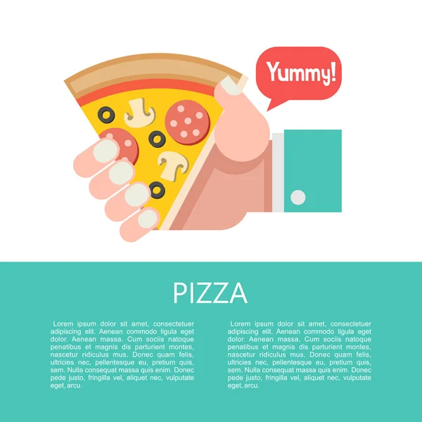 Une Pizza Délicieuse Pizza Aux Saucisses Champignons Morceau Pizza Triangulaire — Image vectorielle