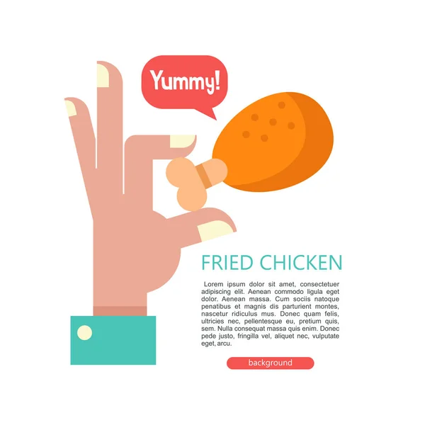 Fried Chicken Street Food Fried Chicken Leg His Hand Delicious — Stock Vector