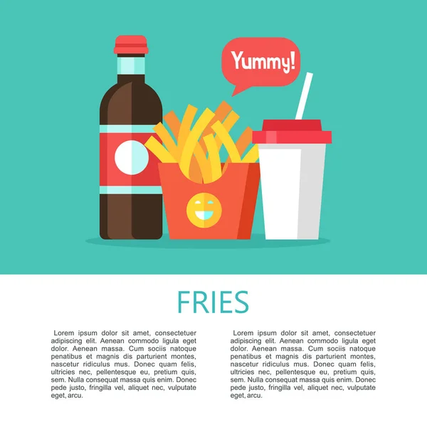 Fries. Fast food. Vector illustration — Stock Vector