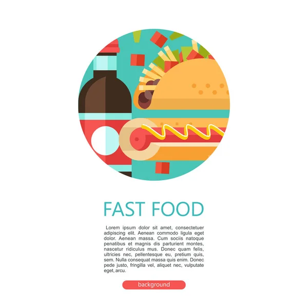 Fast Food Leckeres Essen Vektorillustration Flachen Stil Eine Reihe Beliebter — Stockvektor