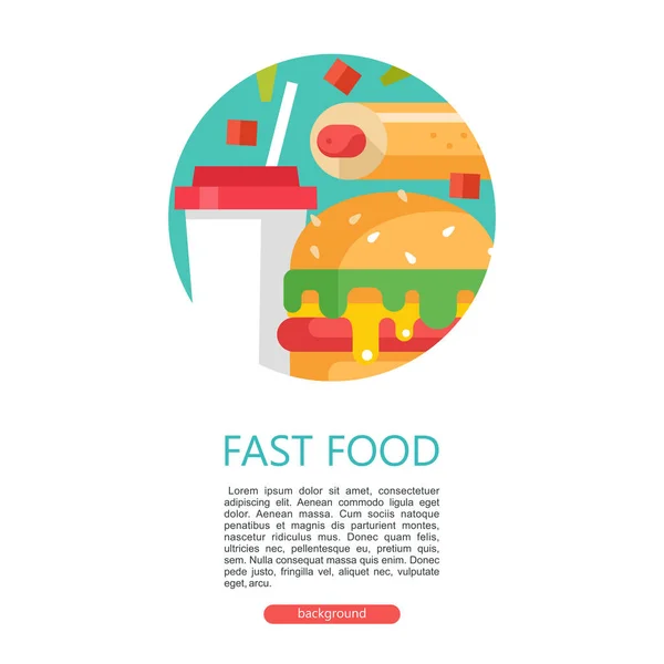 Fast Food Νόστιμο Φαγητό Εικονογράφηση Διάνυσμα Επίπεδη Στυλ Μια Σειρά — Διανυσματικό Αρχείο